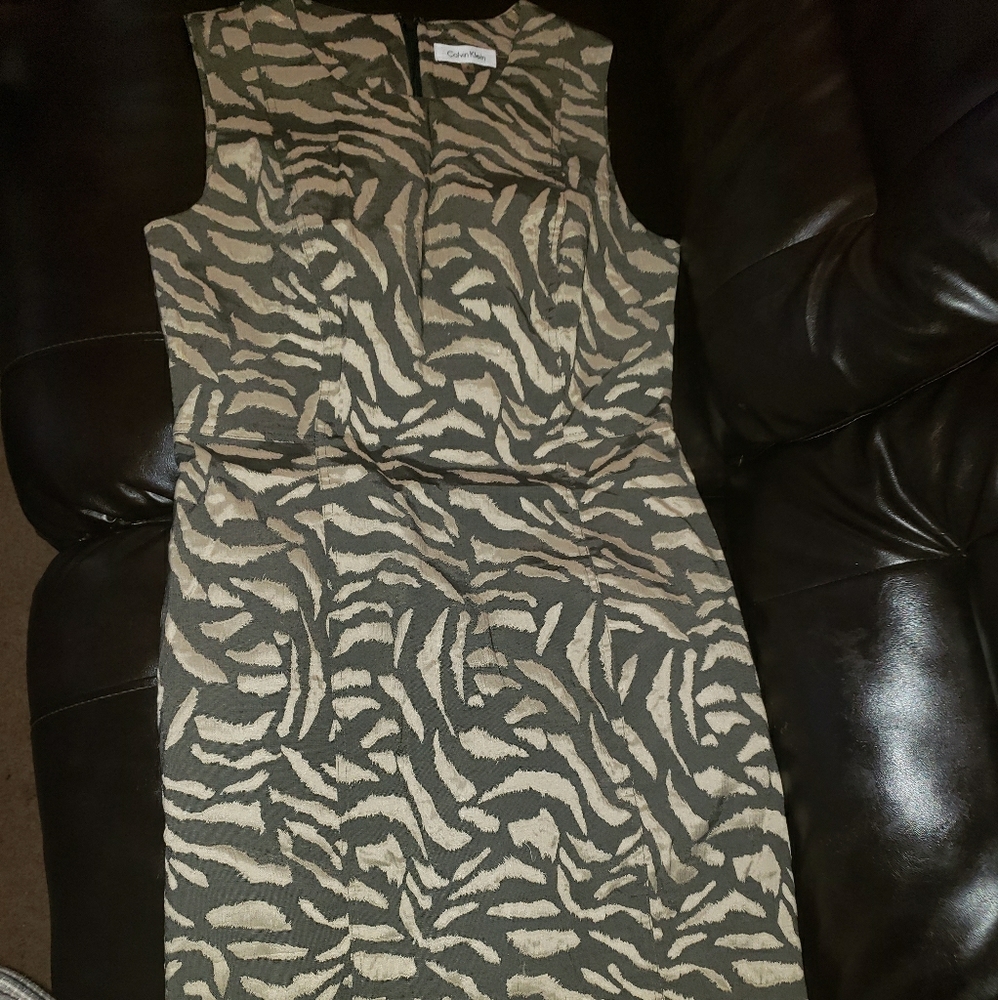 A grey and black Calvin Klein straight dress
